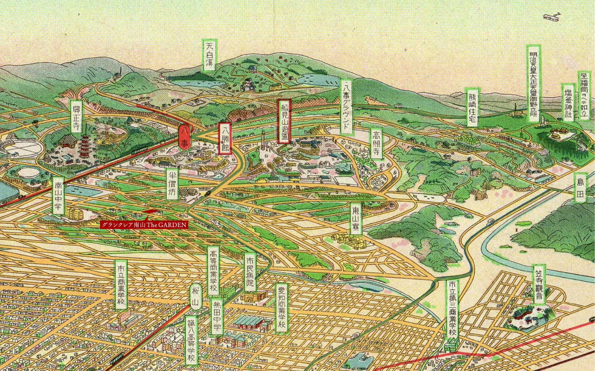 名古屋名勝交通鳥瞰図